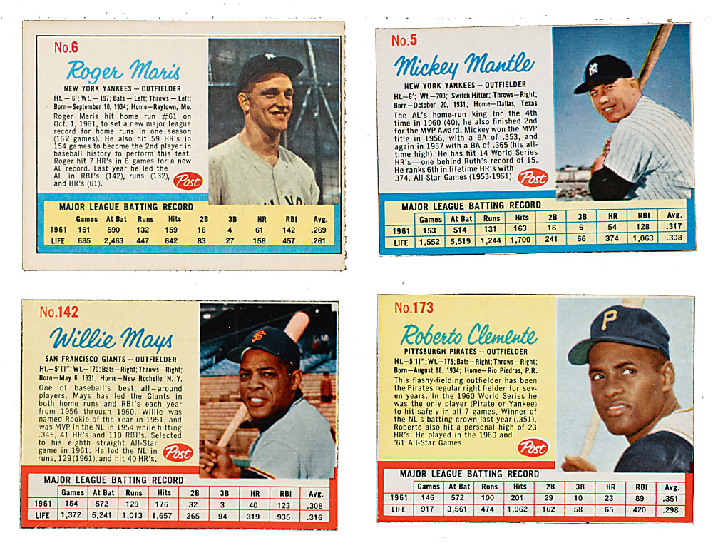 1962 Post Cereal Complete Set (200) Plus Four Variations