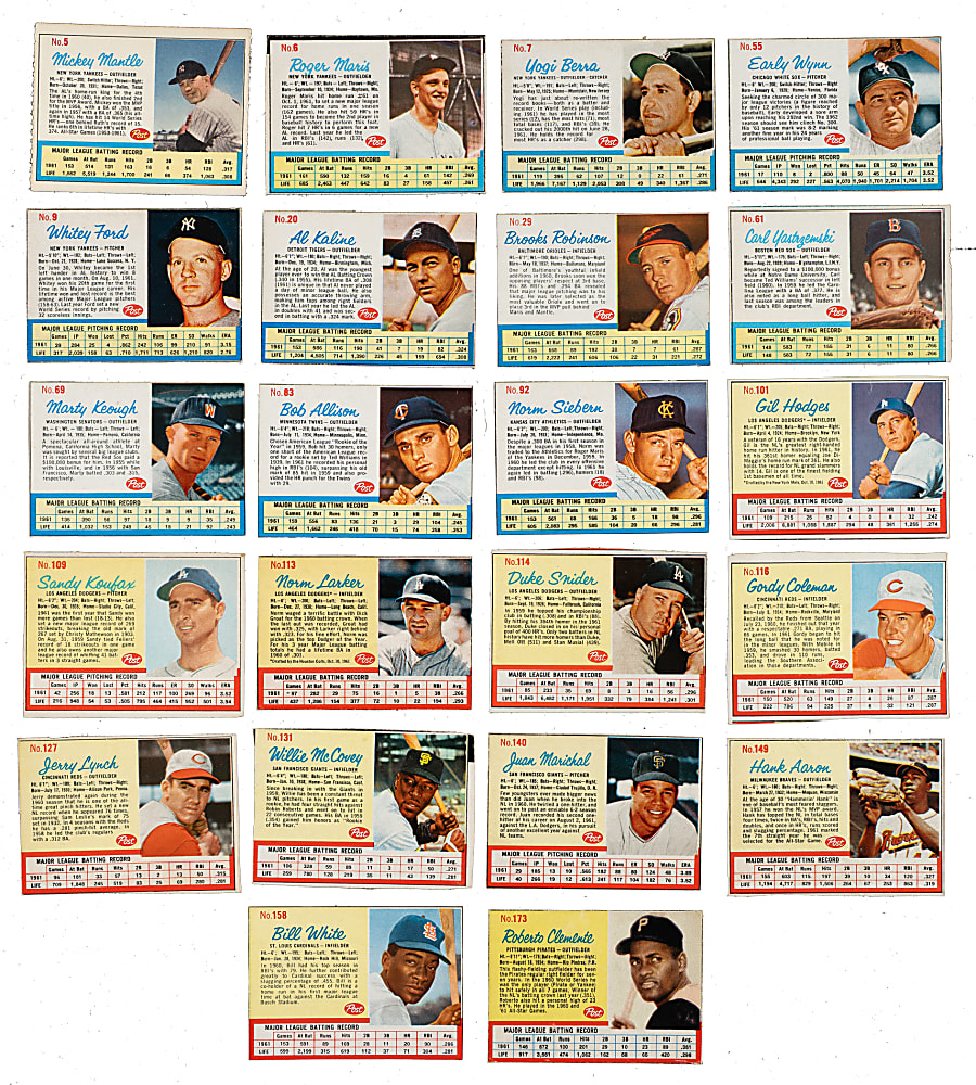 1962 Post Cereal Complete Set (200) Plus Four Variations
