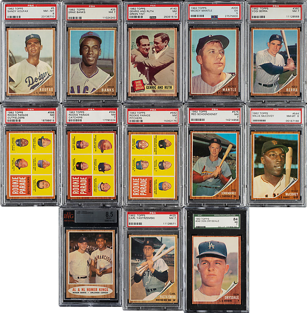 1962 Topps Complete Set (598) Plus 23 Variations Including 152 PSA-Graded Cards