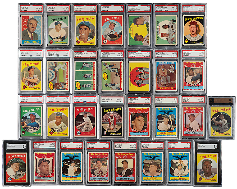 1959 Topps Complete Set (572) Including 330 PSA-, SGC-, and BVG-Graded Cards