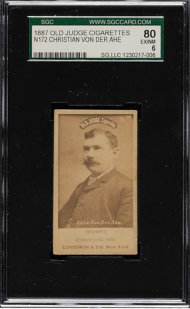 1887 N172 Old Judge Chris Von Der Ahe Brown's Champions SGC EX/NM 80 - Highest Graded!