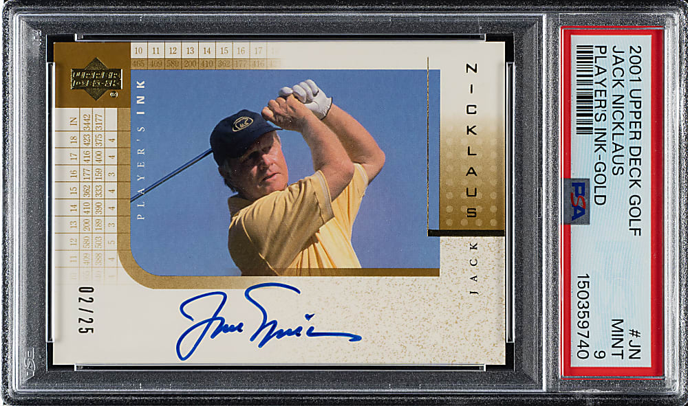 2001 Upper Deck Player's Ink Golf #JN Jack Nicklaus Gold #2/25 PSA MINT 9