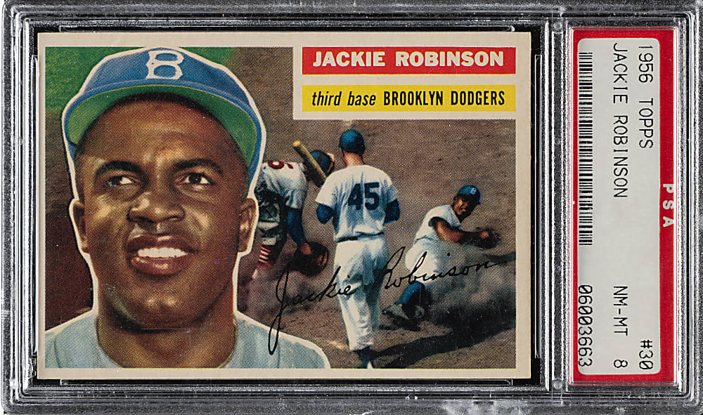 1956 Topps #30 Jackie Robinson Gray Back PSA NM-MT 8