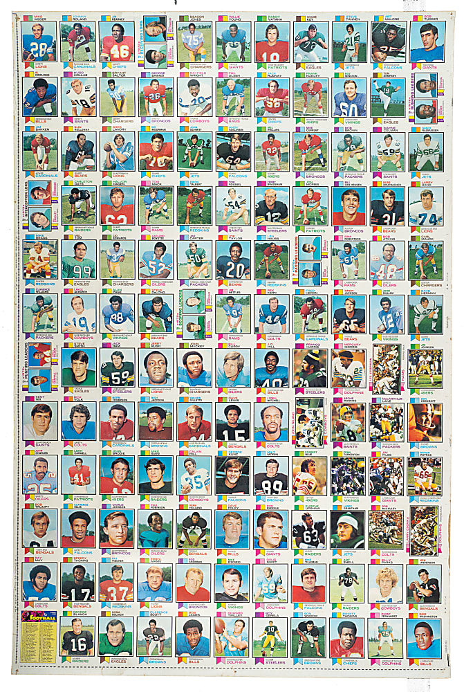 1973 Topps Football Uncut Sheet (132 Cards) Including Franco Harris and Jack Ham Rookies