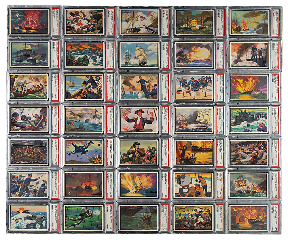 1954 Bowman "U.S. Navy Victories" Complete Set (48): #3 PSA Set Registry (6.95 GPA)