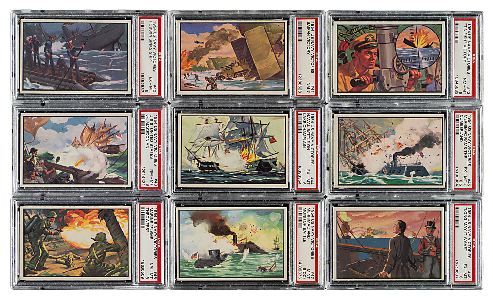 1954 Bowman "U.S. Navy Victories" Complete Set (48): #3 PSA Set Registry (6.95 GPA)
