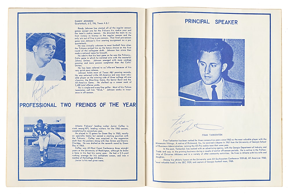 1967 "100% Wrong Club" Sports Awards Multi-Signed Program with Roberto Clemente, Muhammad Ali, and Fran Tarkenton - PSA/DNA