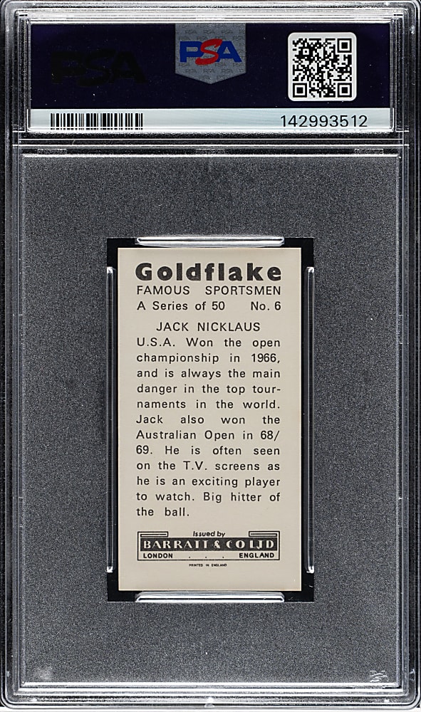 1971 Barratt & Co. Ltd. "Famous Sportsmen" #6 Jack Nicklaus PSA NM-MT 8