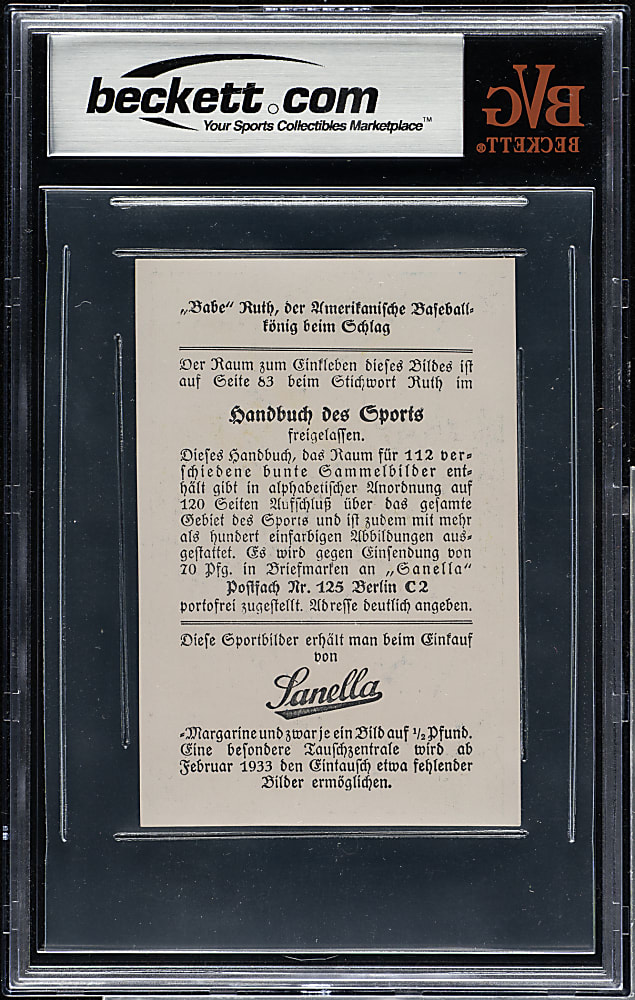 1932 Sanella Margarine Babe Ruth (Type 3) BVG EX+ 5.5