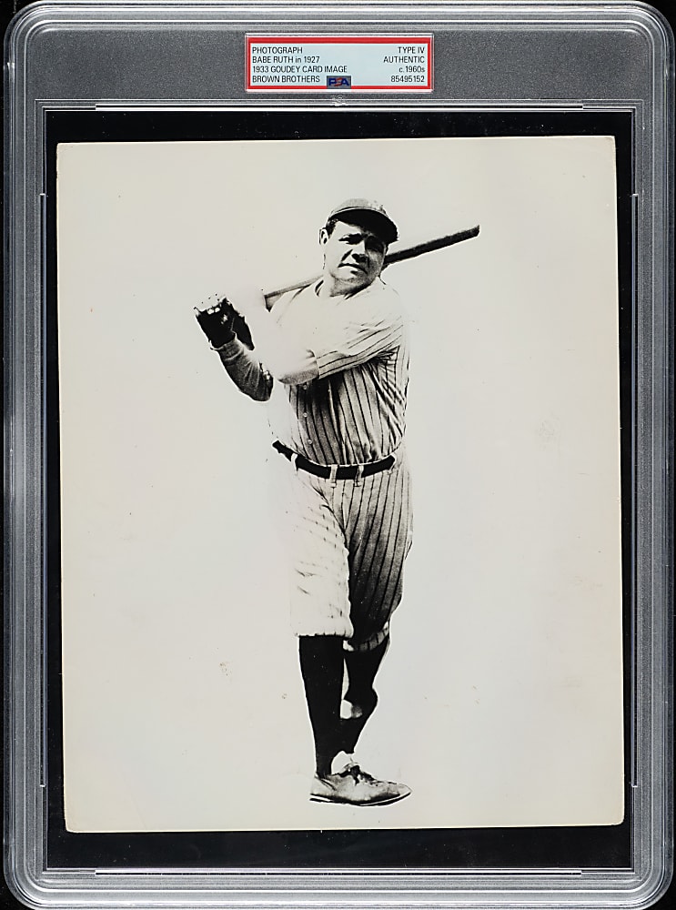 Circa 1960s Babe Ruth in 1927 Vintage Brown Brothers Photograph PSA/DNA Type IV - Image Used for 1933 Goudey Cards!