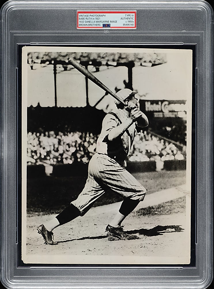 Circa 1950s Babe Ruth in 1921 Vintage Brown Brothers Photograph PSA/DNA Type IV - Image Used for 1932 Sanella Margarine Card