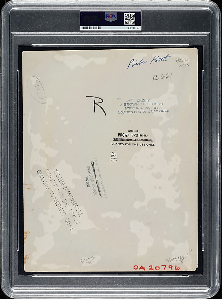 Circa 1950s Babe Ruth in 1921 Vintage Brown Brothers Photograph PSA/DNA Type IV - Image Used for 1932 Sanella Margarine Card