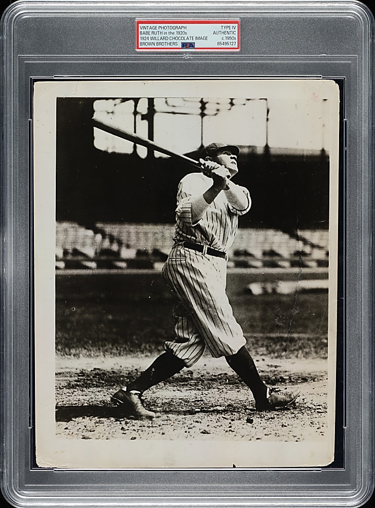 Circa 1950s Babe Ruth in 1920s Vintage Brown Brothers Photograph PSA/DNA Type IV - Image Used for 1923 V100 Willard's Chocolate Card