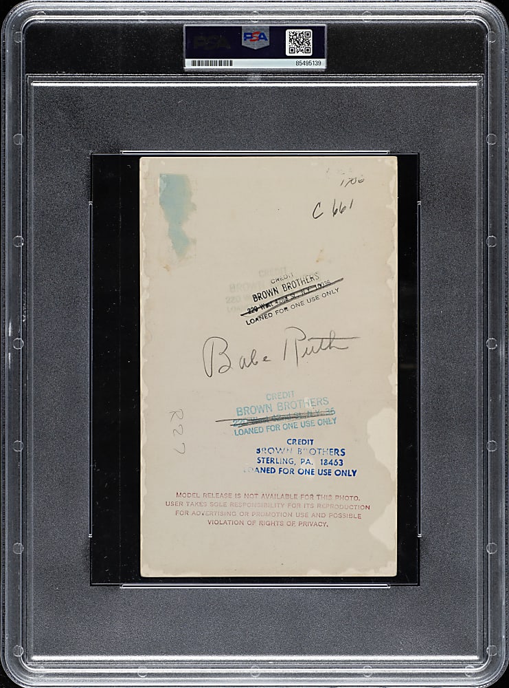 Circa 1950s Babe Ruth in 1920 Vintage Brown Brothers Photograph PSA/DNA Type IV - First Season as a Yankee