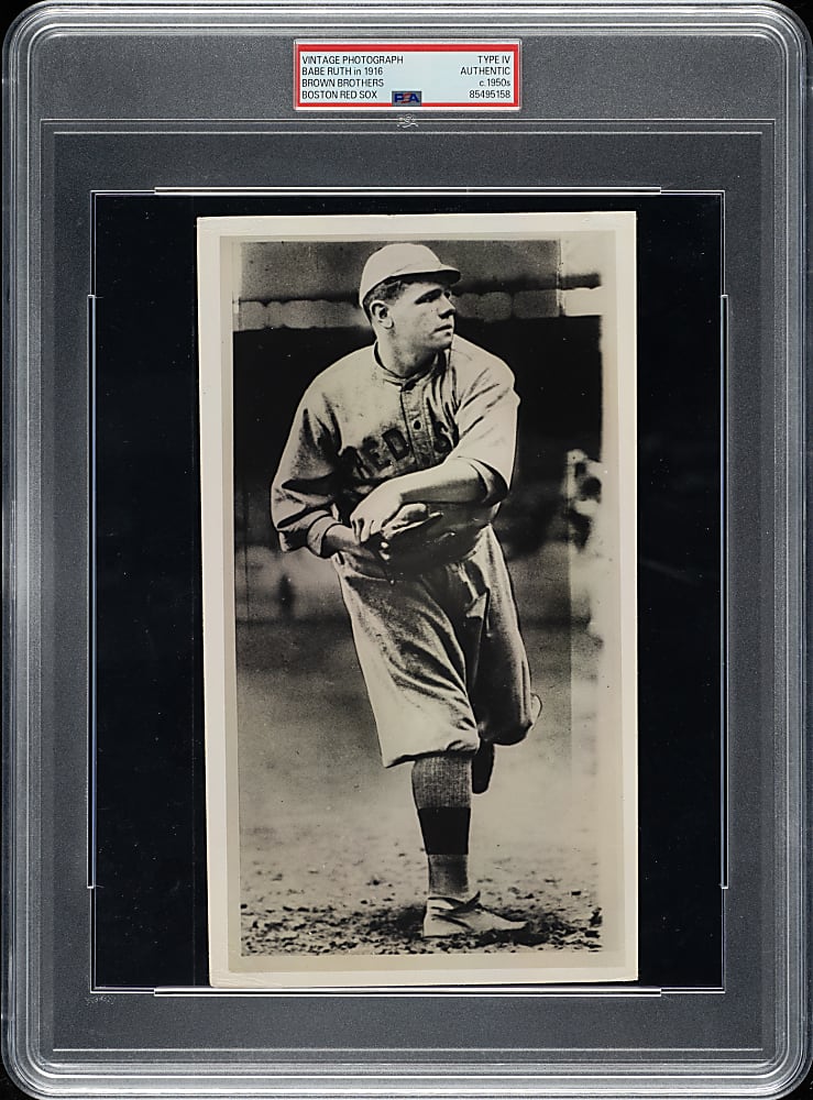 Circa 1950s Babe Ruth Boston Red Sox in 1916 Vintage Brown Brothers Photograph PSA/DNA Type IV