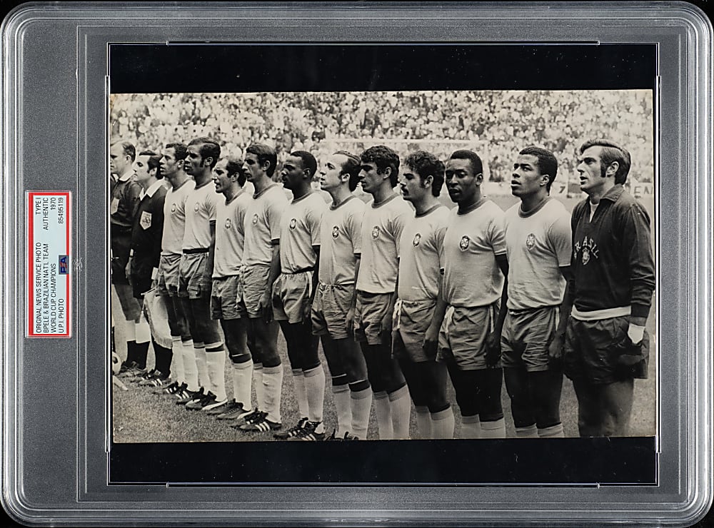 1970 Brazilian National World Cup Champions Team with Pele Original United Press International Photograph PSA/DNA Type I