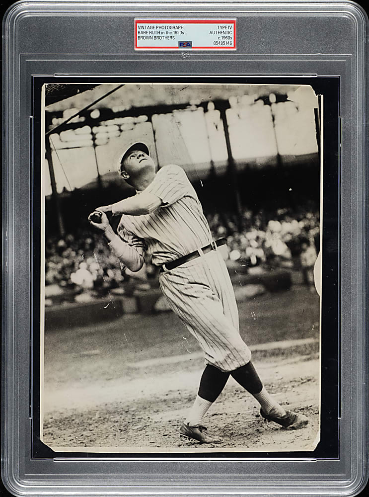 Circa 1960s Babe Ruth in 1920s Vintage Brown Brothers Photograph PSA/DNA Type IV