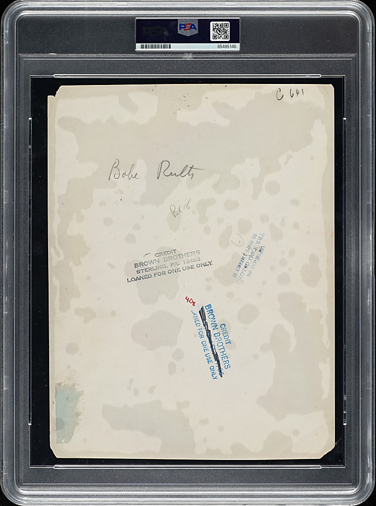 Circa 1960s Babe Ruth in 1920s Vintage Brown Brothers Photograph PSA/DNA Type IV