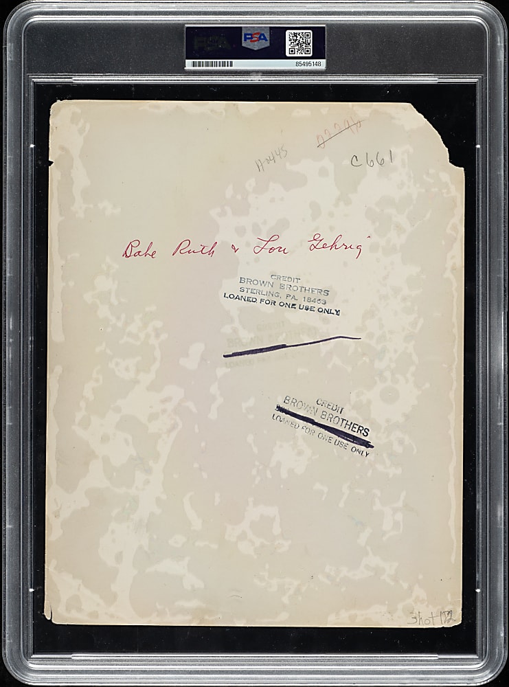 Circa 1960s Babe Ruth and Lou Gehrig in 1929 Vintage Brown Brothers Photograph PSA/DNA Type IV