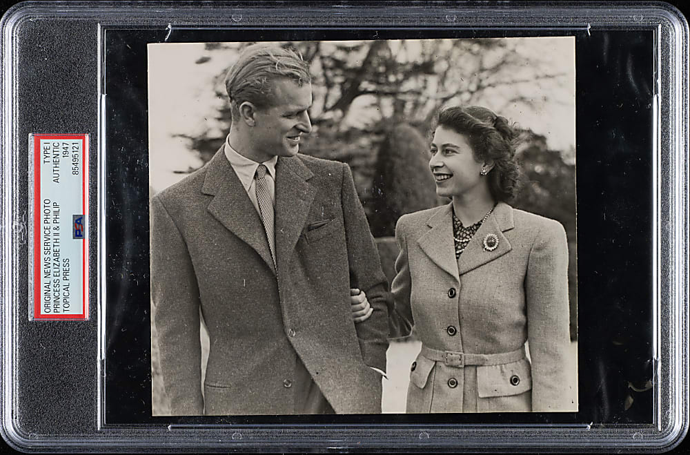 1947 Princess Elizabeth II and Duke of Edinburgh Original Topical Press Photograph PSA/DNA Type I