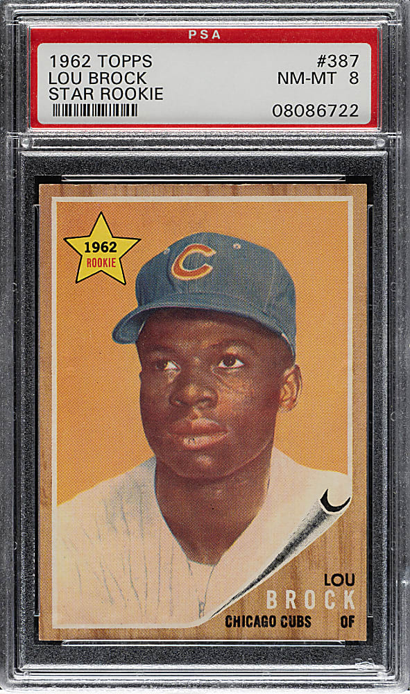 1962 Topps #387 Lou Brock Rookie PSA NM-MT 8