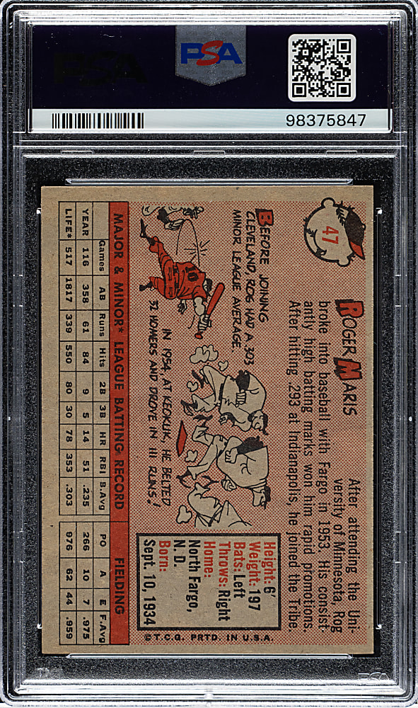 1958 Topps #47 Roger Maris Rookie PSA NM-MT 8