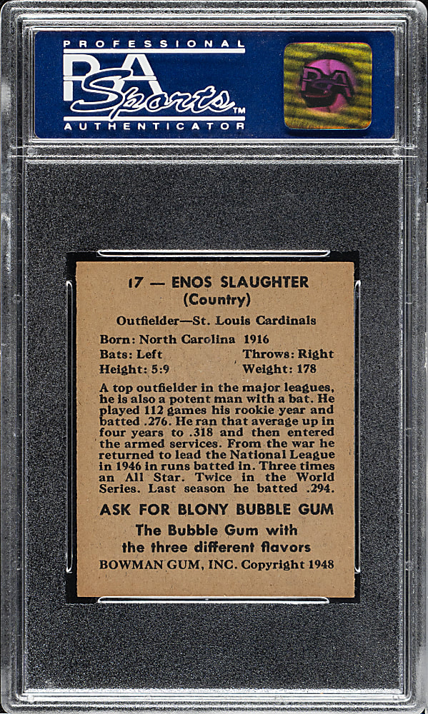 1948 Bowman #17 Enos Slaughter PSA NM-MT 8