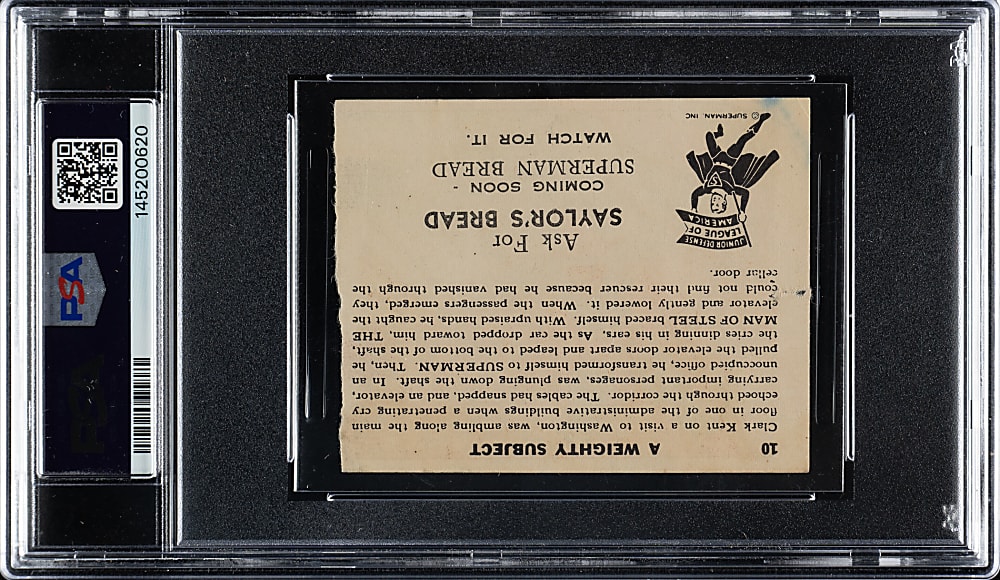 1941 Saylor's Bread "Superman - Junior Defense League of America" #10 A Weighty Subject PSA POOR 1 (MK)