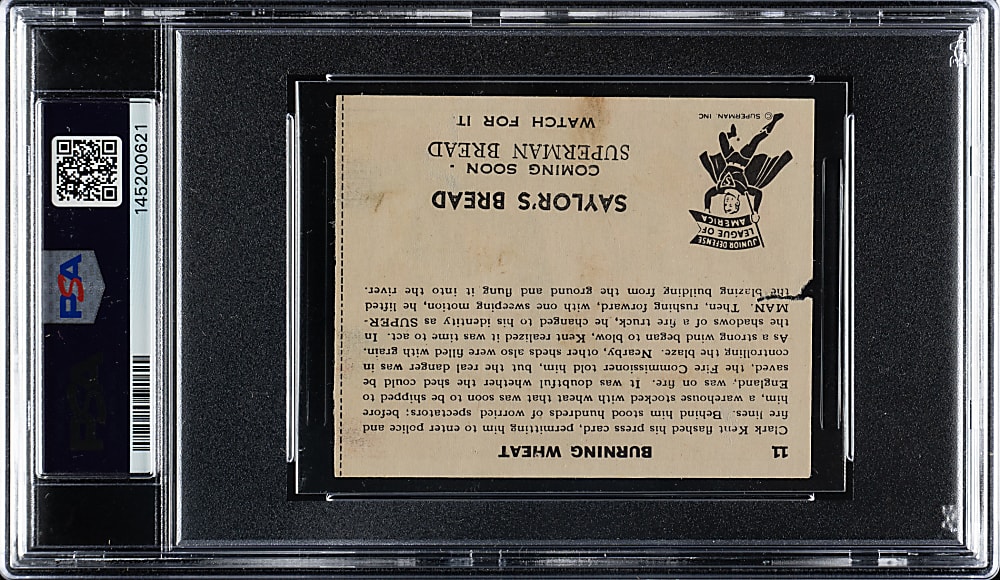 1941 Saylor's Bread "Superman - Junior Defense League of America" #11 Burning Wheat PSA POOR 1