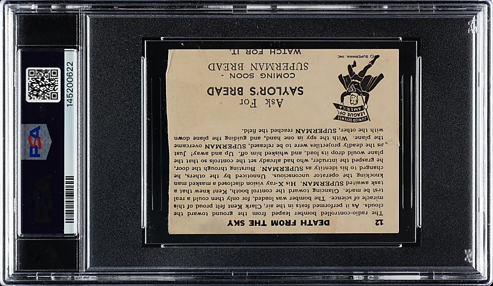 1941 Saylor's Bread "Superman - Junior Defense League of America" #12 Death from the Sky PSA POOR 1