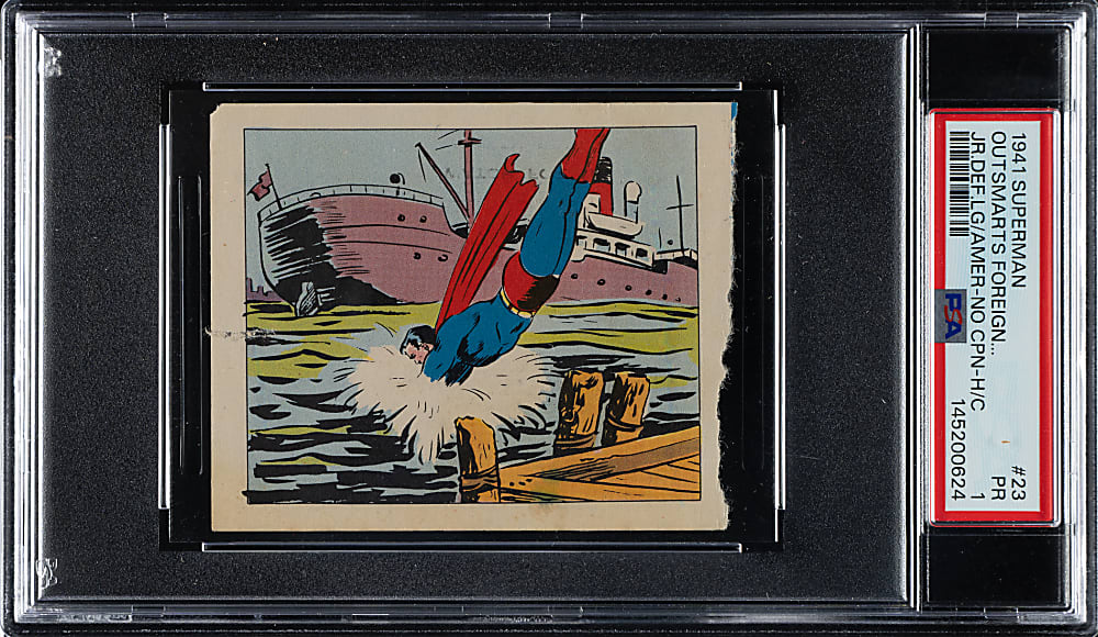 1941 Saylor's Bread "Superman - Junior Defense League of America" #23 Outsmarts Foreign Sailors' Ruse PSA POOR 1