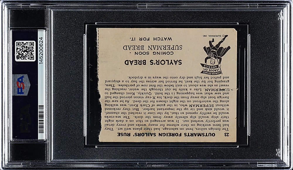 1941 Saylor's Bread "Superman - Junior Defense League of America" #23 Outsmarts Foreign Sailors' Ruse PSA POOR 1