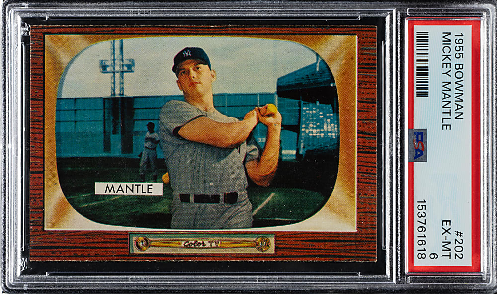 1955 Bowman #202 Mickey Mantle PSA EX-MT 6