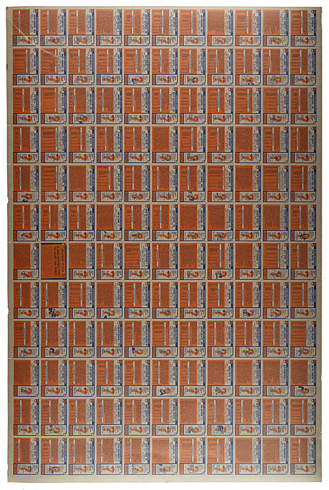 1976 Topps Football Uncut Sheet Pair (2 Sheets, 264 Cards) Including Walter Payton Rookie