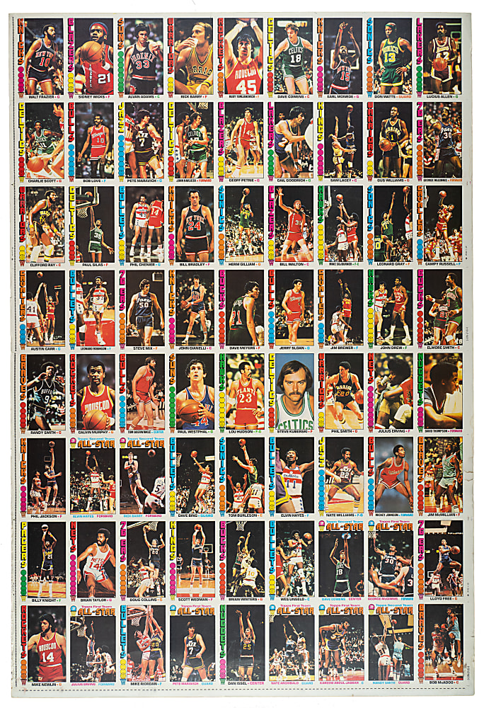 1976-1977 Topps Basketball Complete Set on Two Uncut Sheets