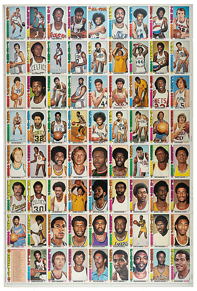 1976-1977 Topps Basketball Complete Set on Two Uncut Sheets