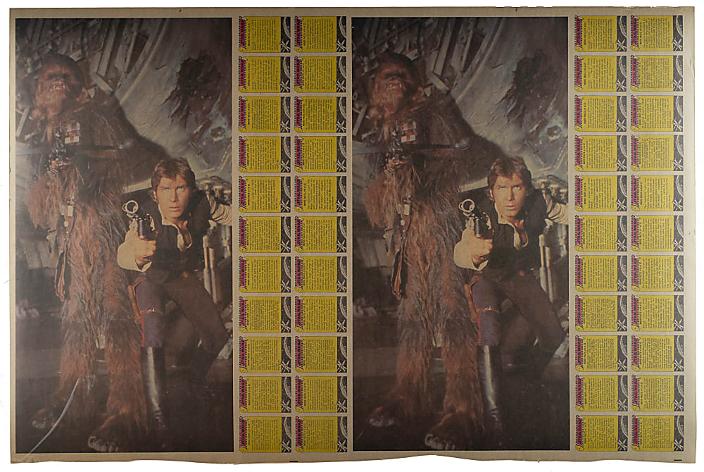 1977 Topps "Star Wars Fourth Series" Uncut Sheet (132 cards) Featuring Two Complete Sets with #207 C-3PO "Error"