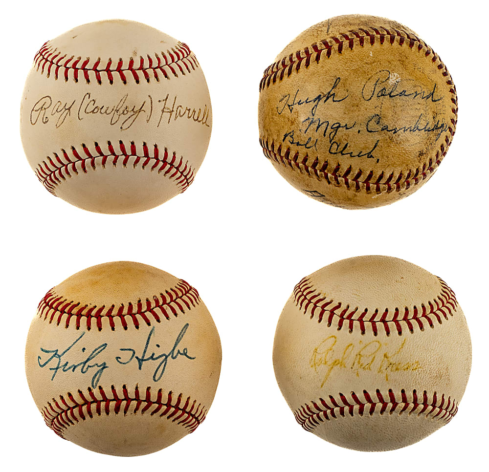 1940s New York Giants Single-Signed Baseball Collection (4) Including Kress, Higbe, Poland, and Harrell - PSA/DNA