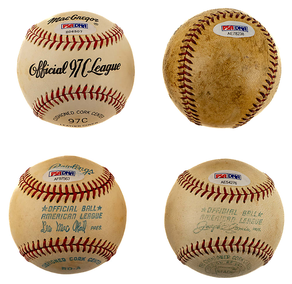 1940s New York Giants Single-Signed Baseball Collection (4) Including Kress, Higbe, Poland, and Harrell - PSA/DNA