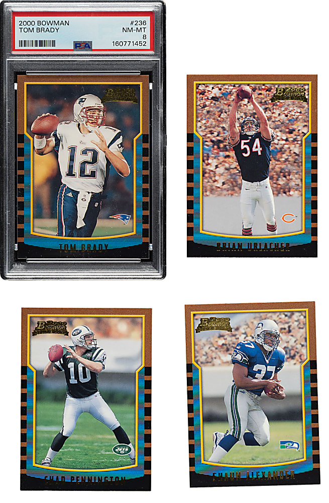 2000 Bowman Football Near-Complete and Partial Set Collection (4 Sets, 858 Cards) Including #236 Tom Brady Rookie PSA NM-MT 8