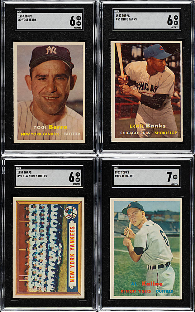 1957 Topps Collection (268) with 34 Hall of Famers Including Banks, Berra, and Kaline
