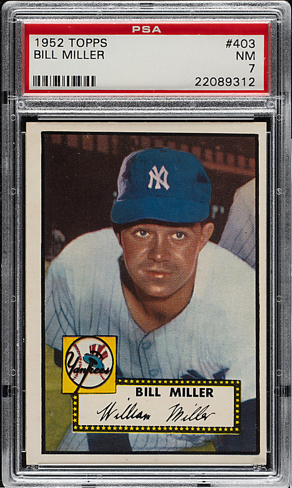 1952 Topps #403 Bill Miller High Number PSA NM 7