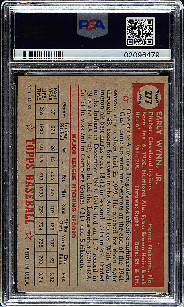 1952 Topps #277 Early Wynn PSA NM-MT 8