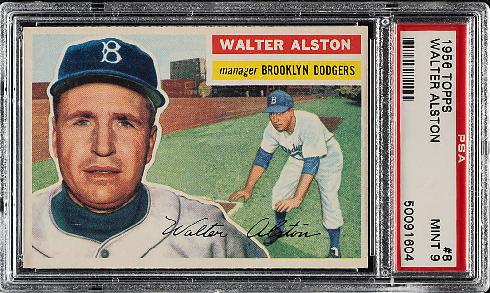 1956 Topps #8 Walter Alston Gray Back PSA MINT 9