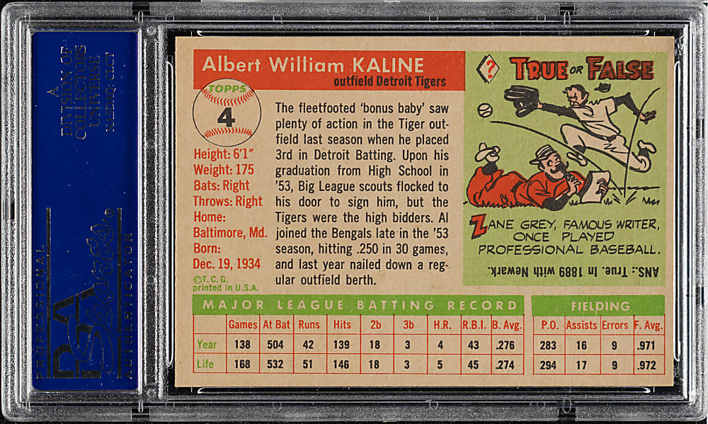 1955 Topps #4 Al Kaline PSA NM-MT 8