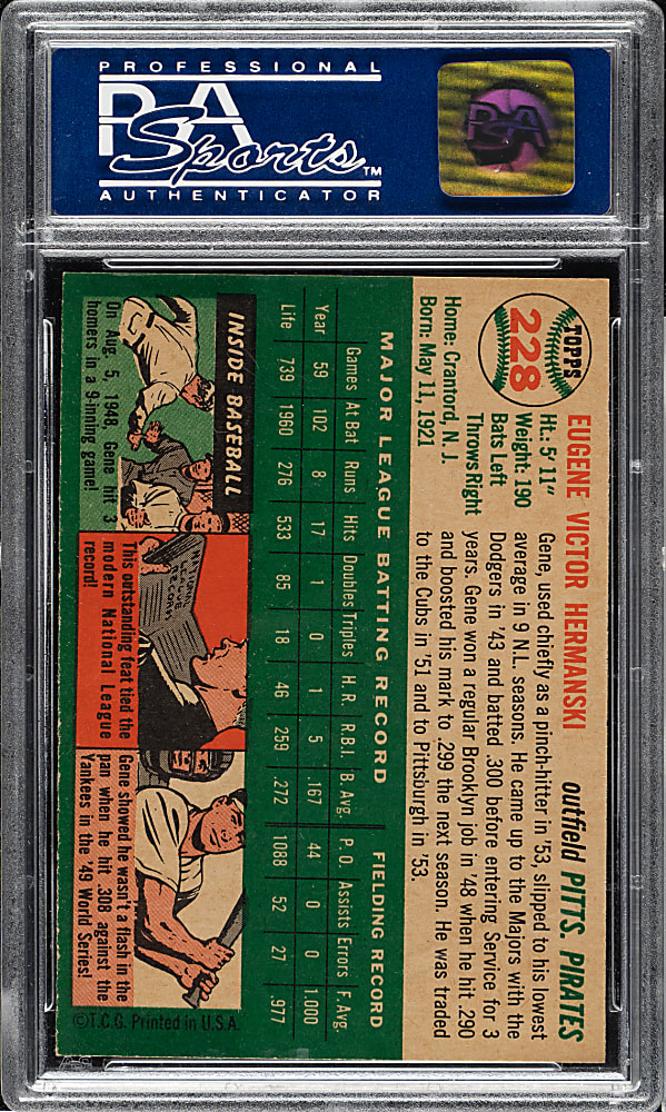 1954 Topps #228 Gene Hermanski PSA MINT 9