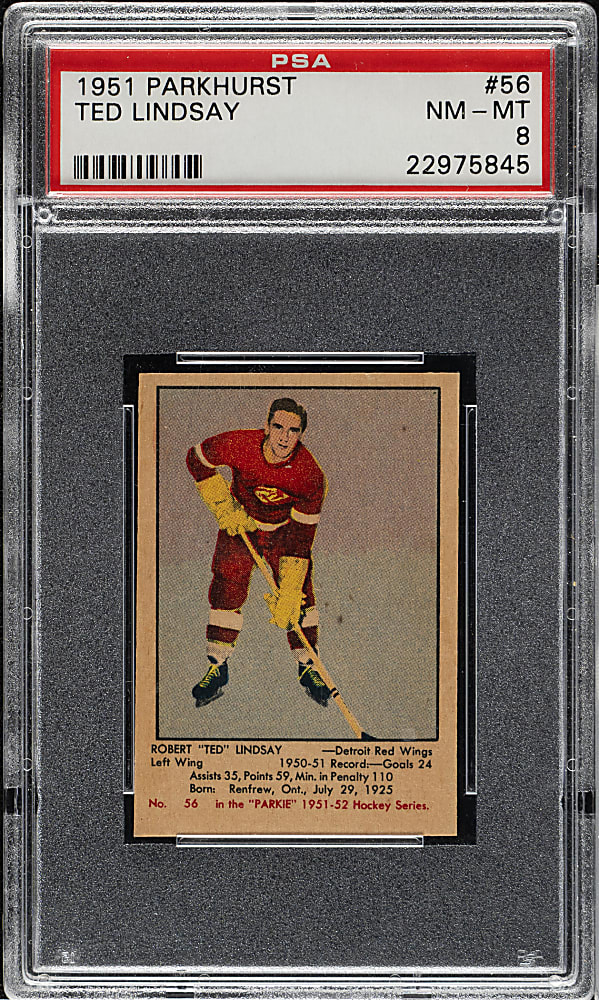 1951-1952 Parkhurst Hockey #56 Ted Lindsay Rookie PSA NM-MT 8