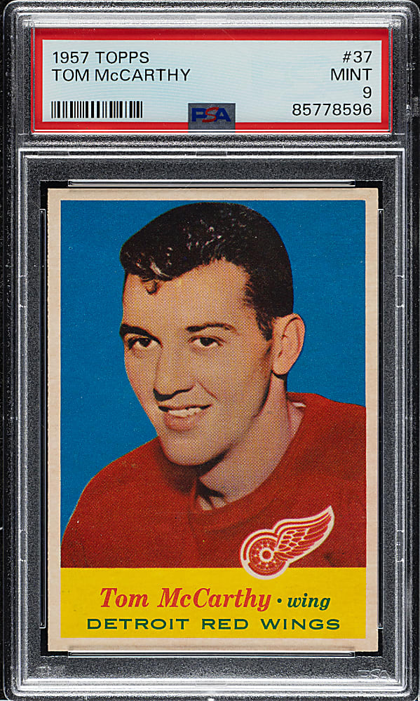 1957-1958 Topps Hockey #37 Tom McCarthy PSA MINT 9 - 1 of 4 - Highest Graded!