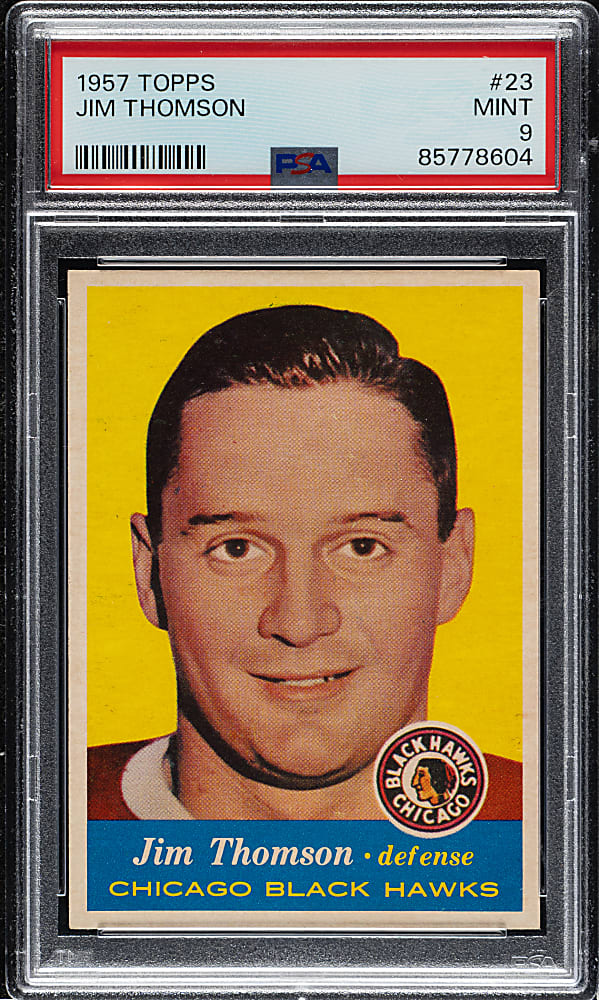 1957-1958 Topps Hockey #23 Jim Thomson PSA MINT 9 - 1 of 3 - Highest Graded!
