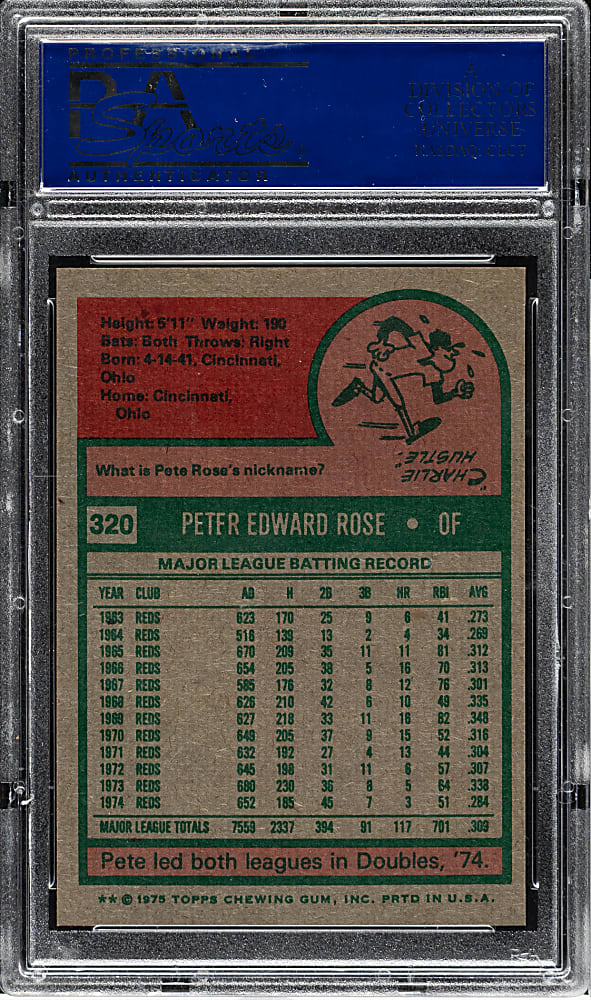 1975 Topps #320 Pete Rose PSA MINT 9
